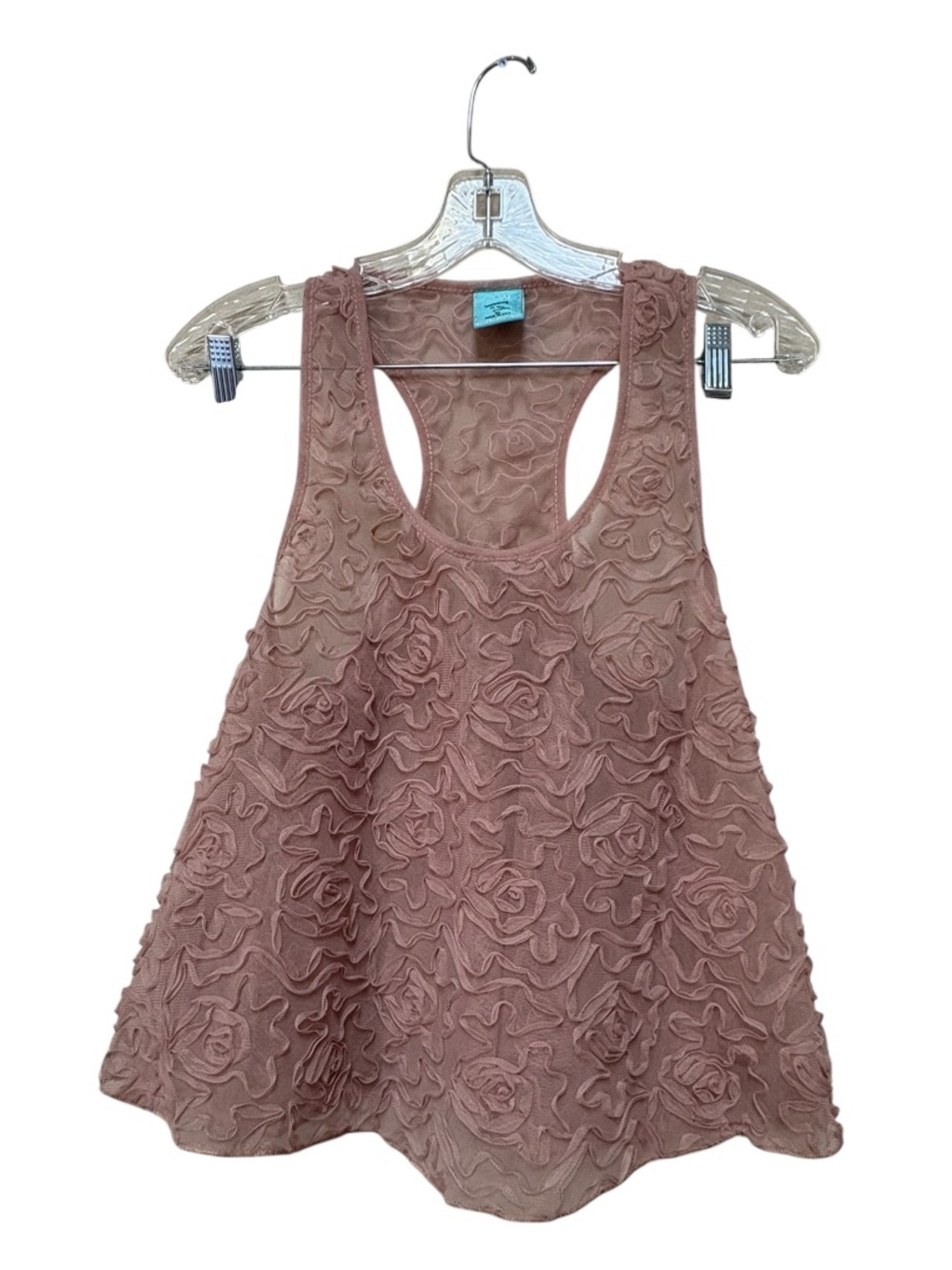 Y2K 3D Rosette Mesh Tank Pink Coquette Fairycore M